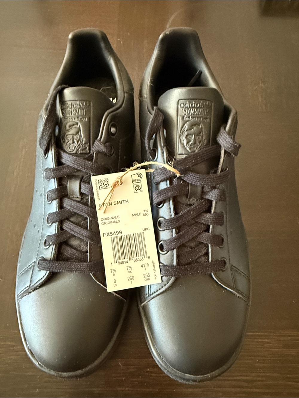 adidas Stan Smith Black Leather Low-Top Sneakers